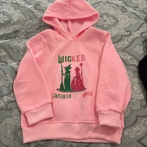 Wicked Pink Hoodie Graphic pink/green character’s Size 130 = Size 6  to girls
